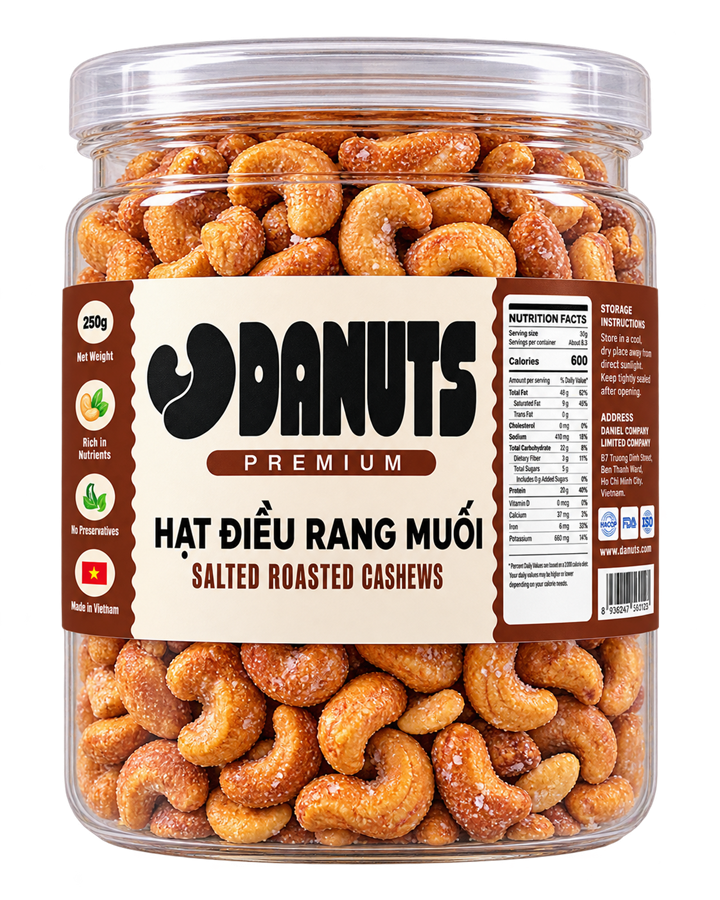 Hộp hạt điều rang muối DANUTS 250g